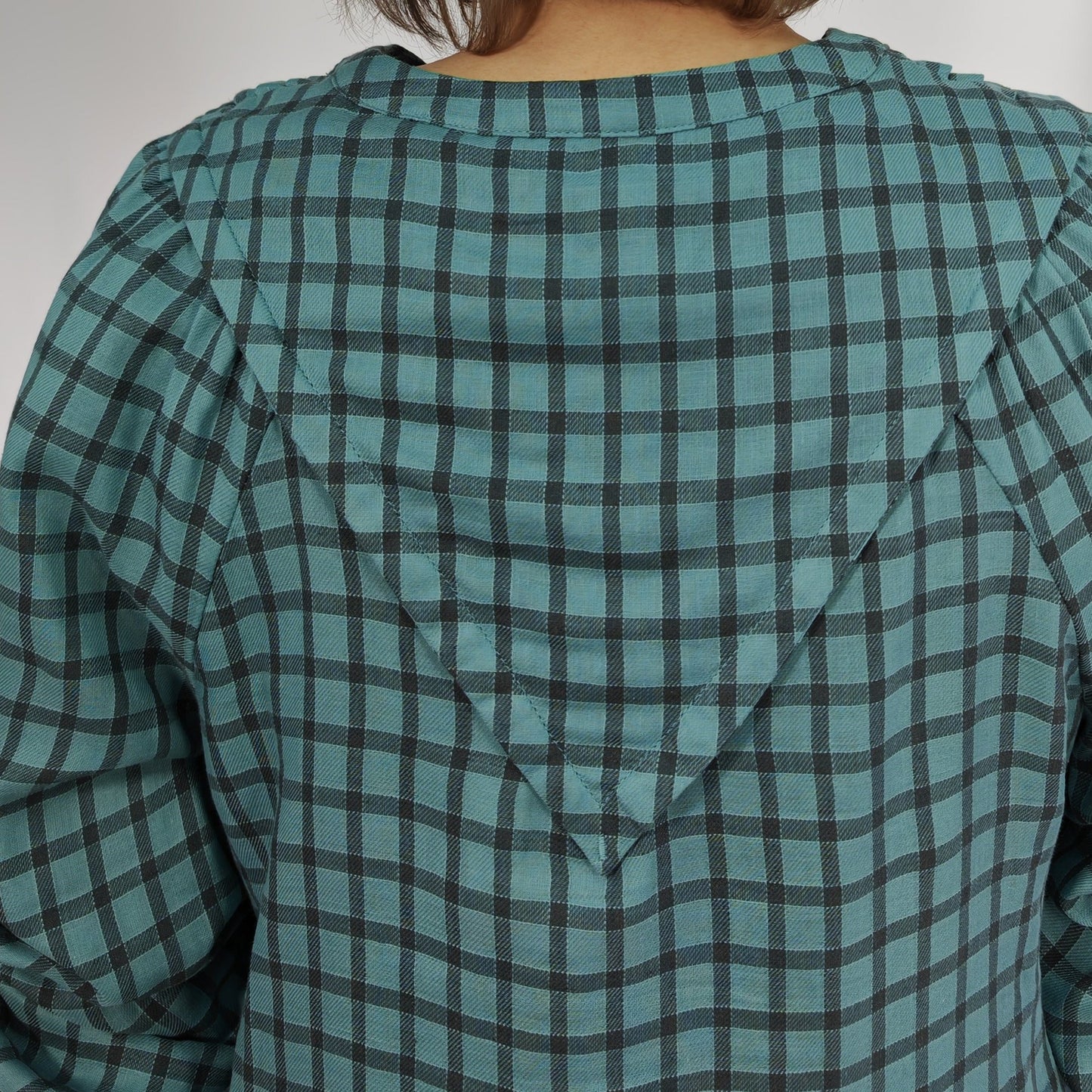 Thoughts Gingham Green Top