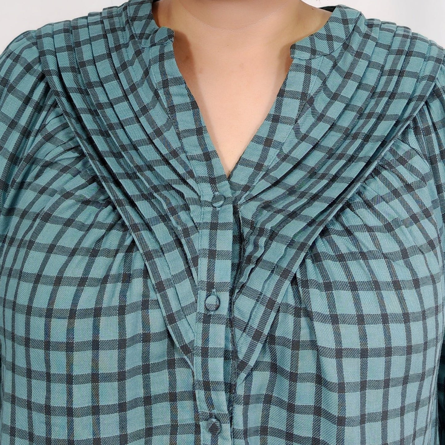 Thoughts Gingham Green Top