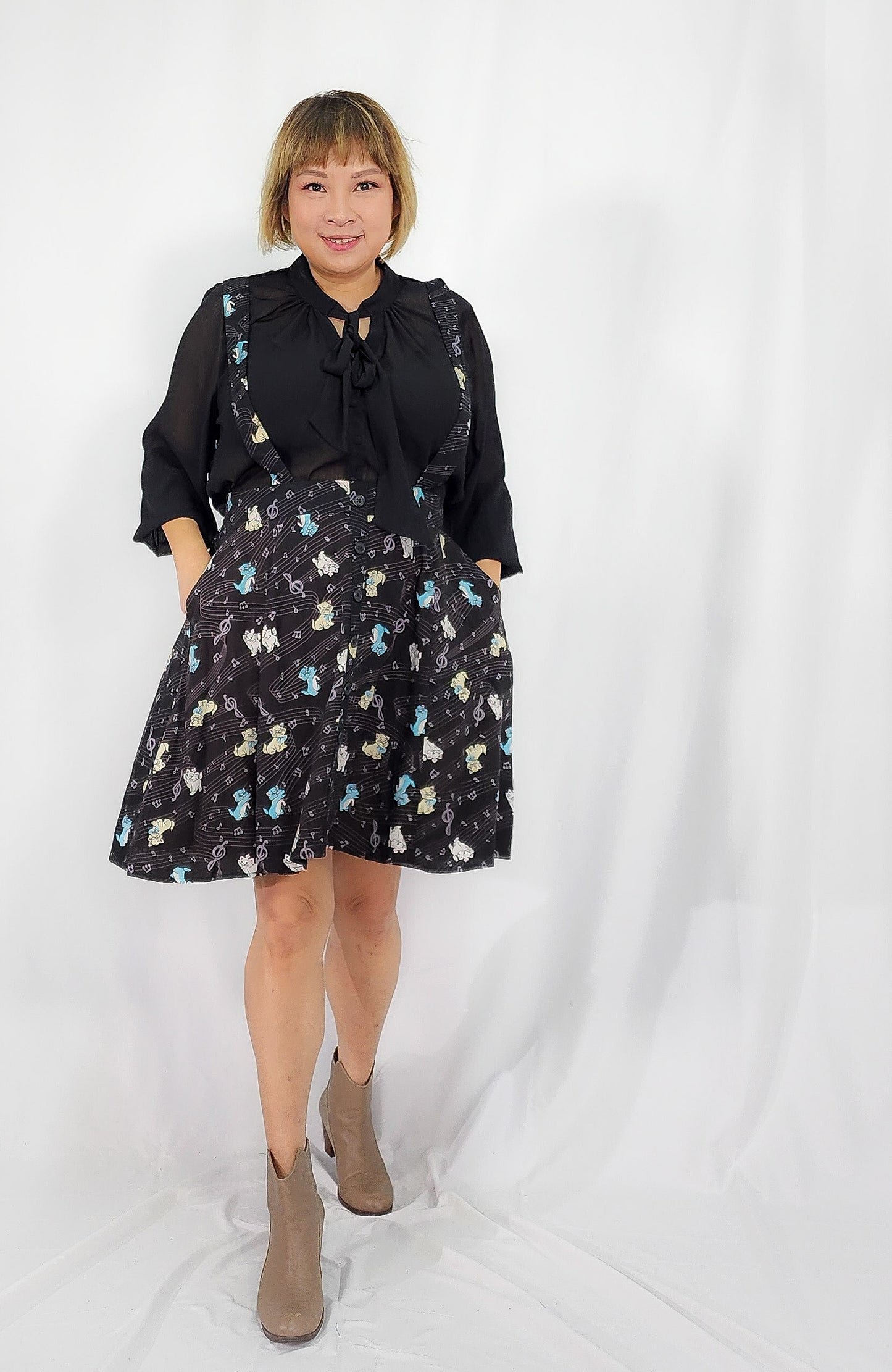 Whimsical Musical Cat Pinafore