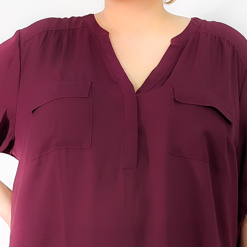 Dark Maroon Purple Long Safari Top