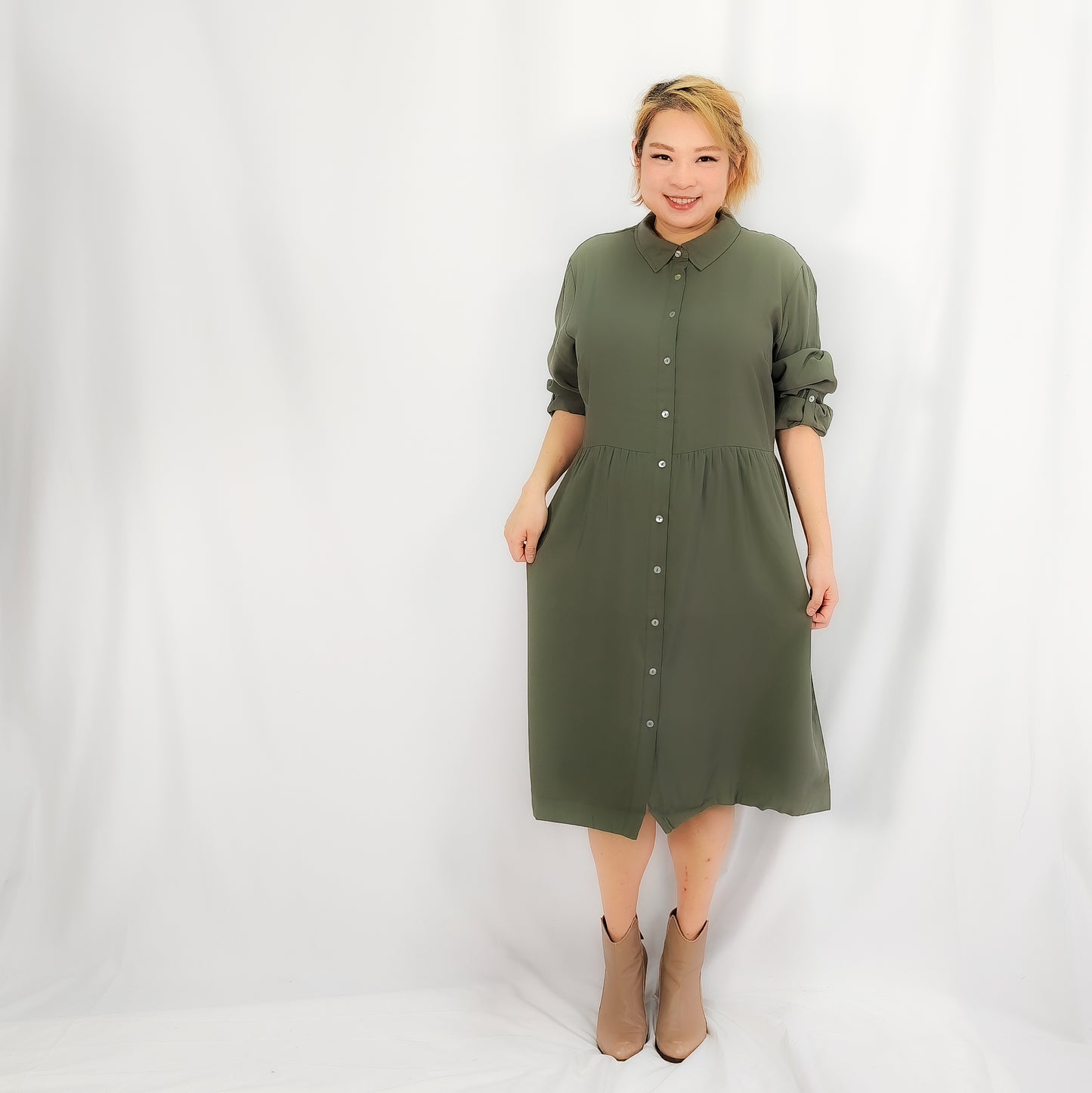 Olive Green Shirt Dress