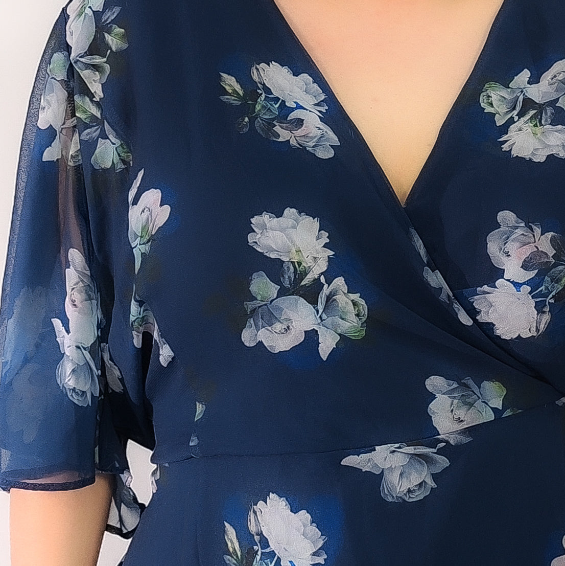 Dusty Navy Blue Flora Top