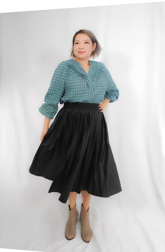 Thoughts Gingham Green Top