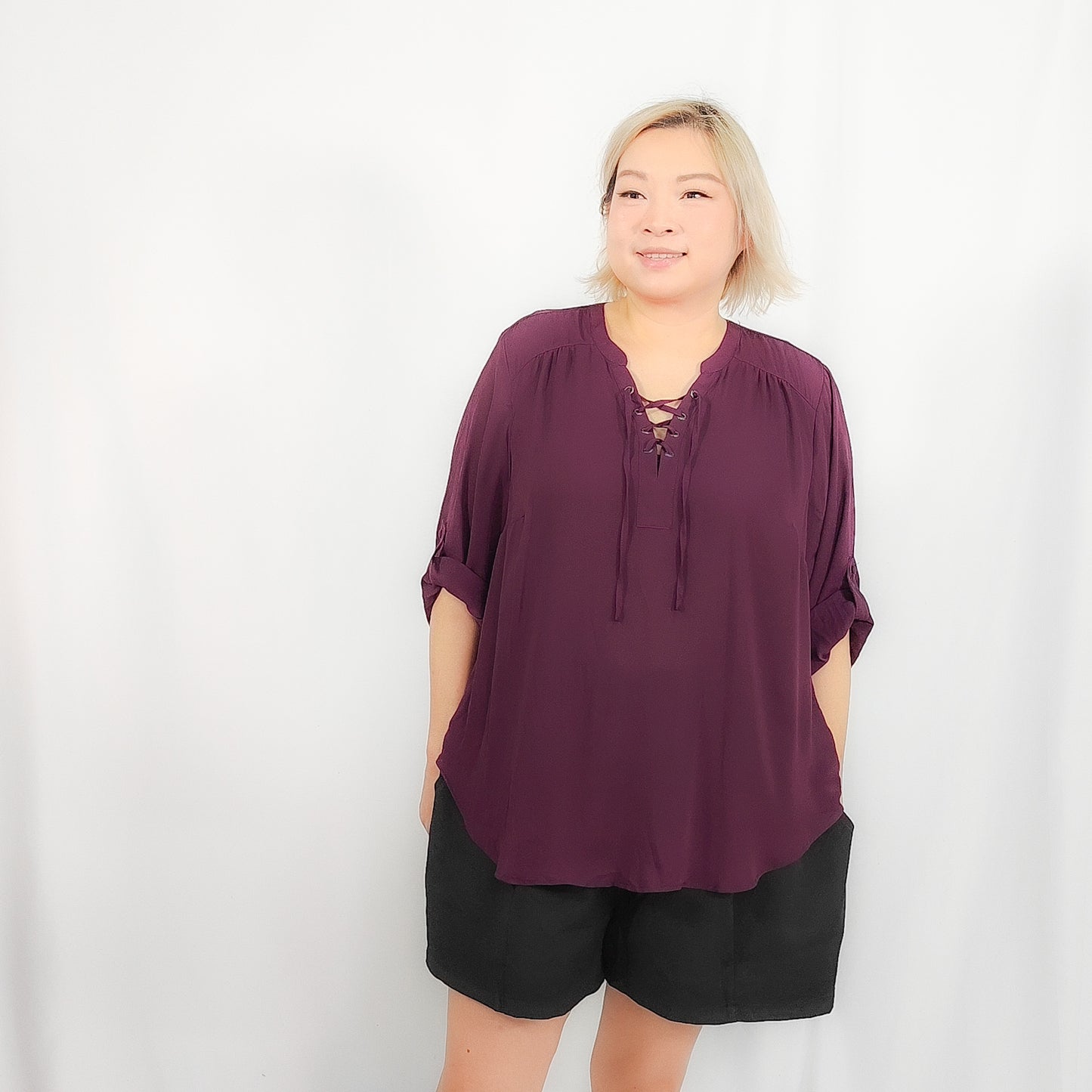 Harper Dark Purple Criss Cross Blouse