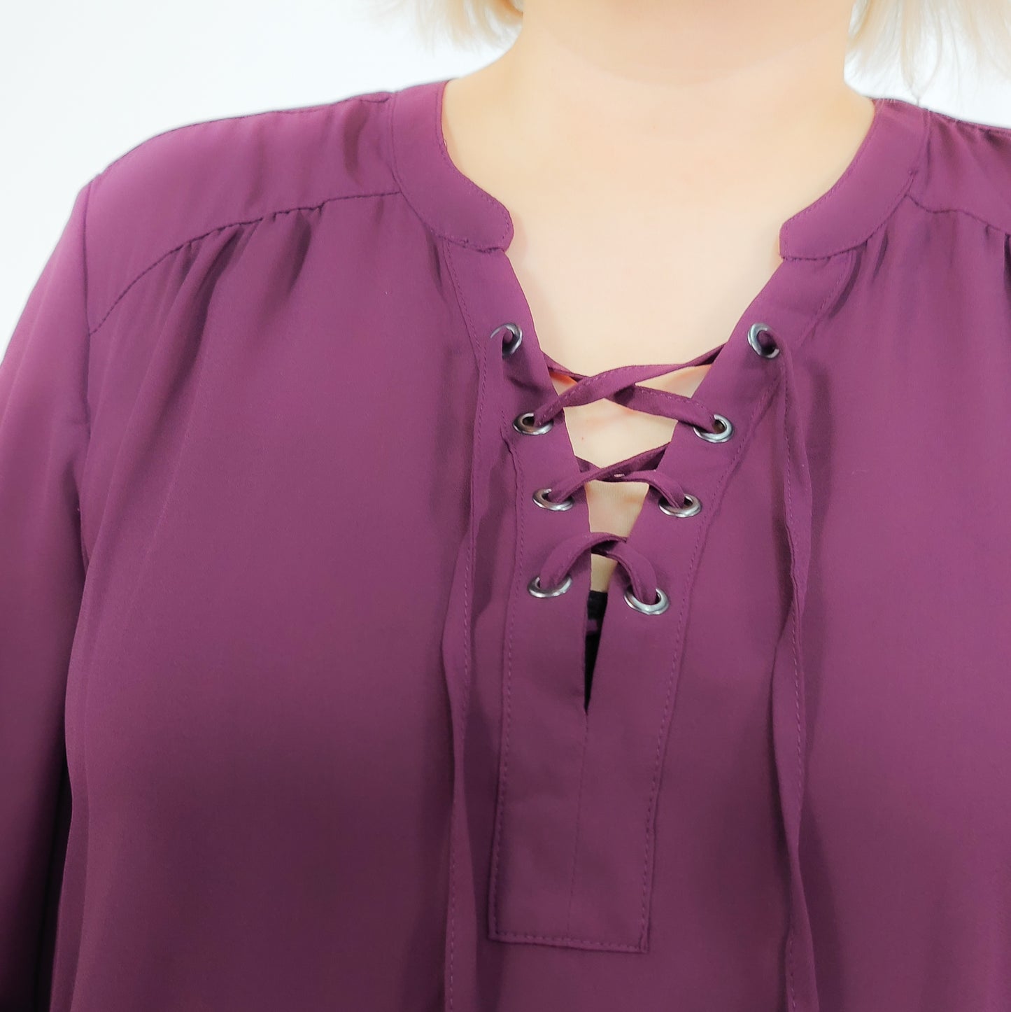Harper Dark Purple Criss Cross Blouse